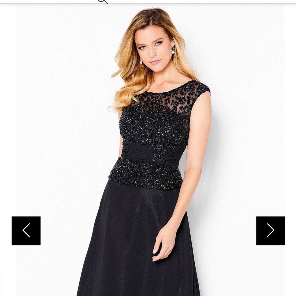 Cameron Blake Beaded Black Maxi Dress Size 14- Mother  Bride Groom